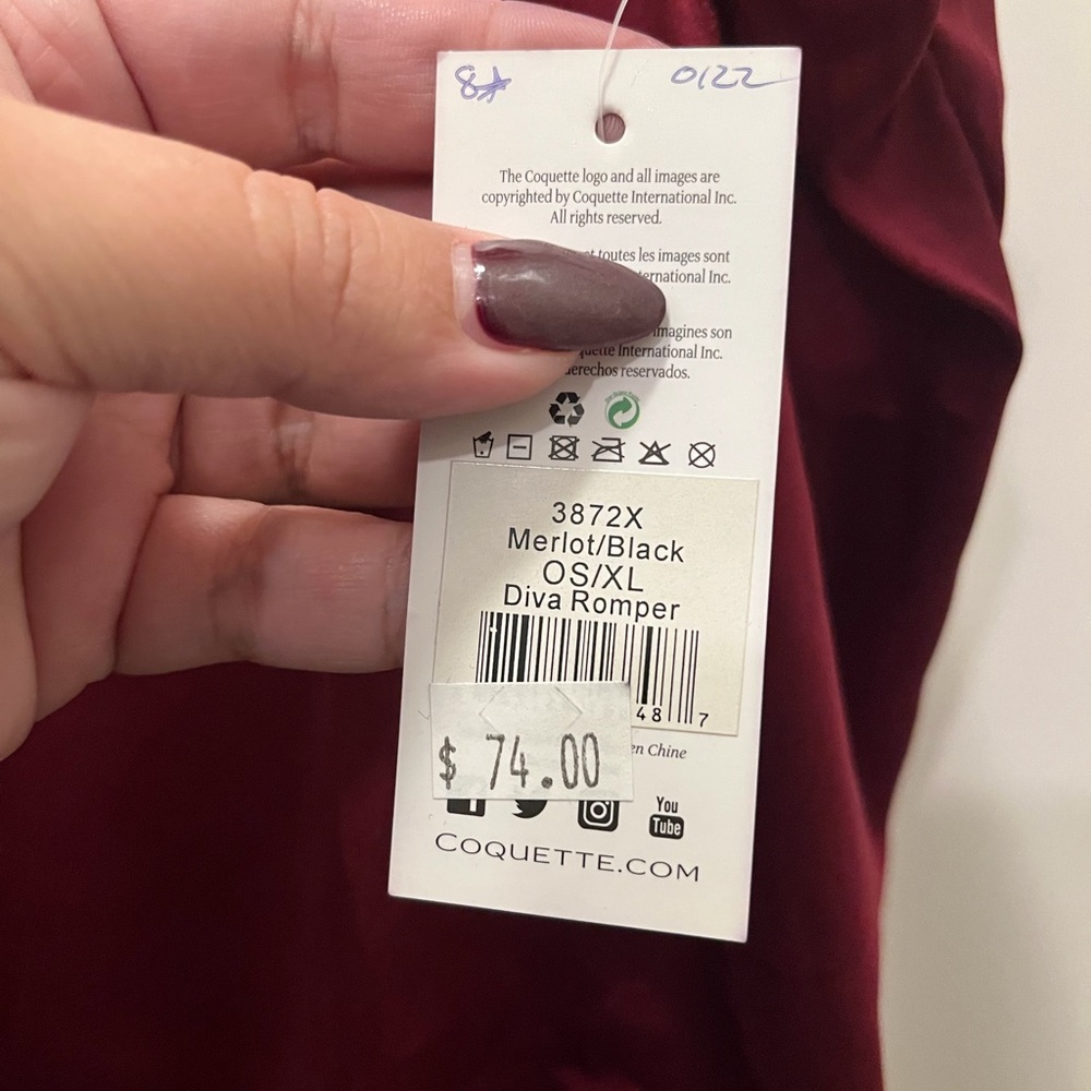 Coquette Satin and Lace Chemise in Deep Red - Picture 3 of 3